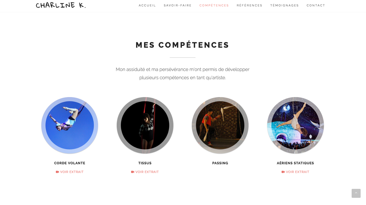 Capture d'écran du Site de Charline Kandilian